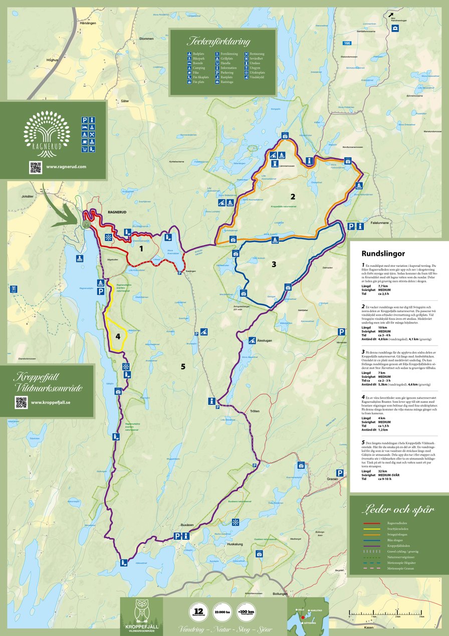 Hiking map Ragnerud Kroppefjäll in Dalsland West Sweden