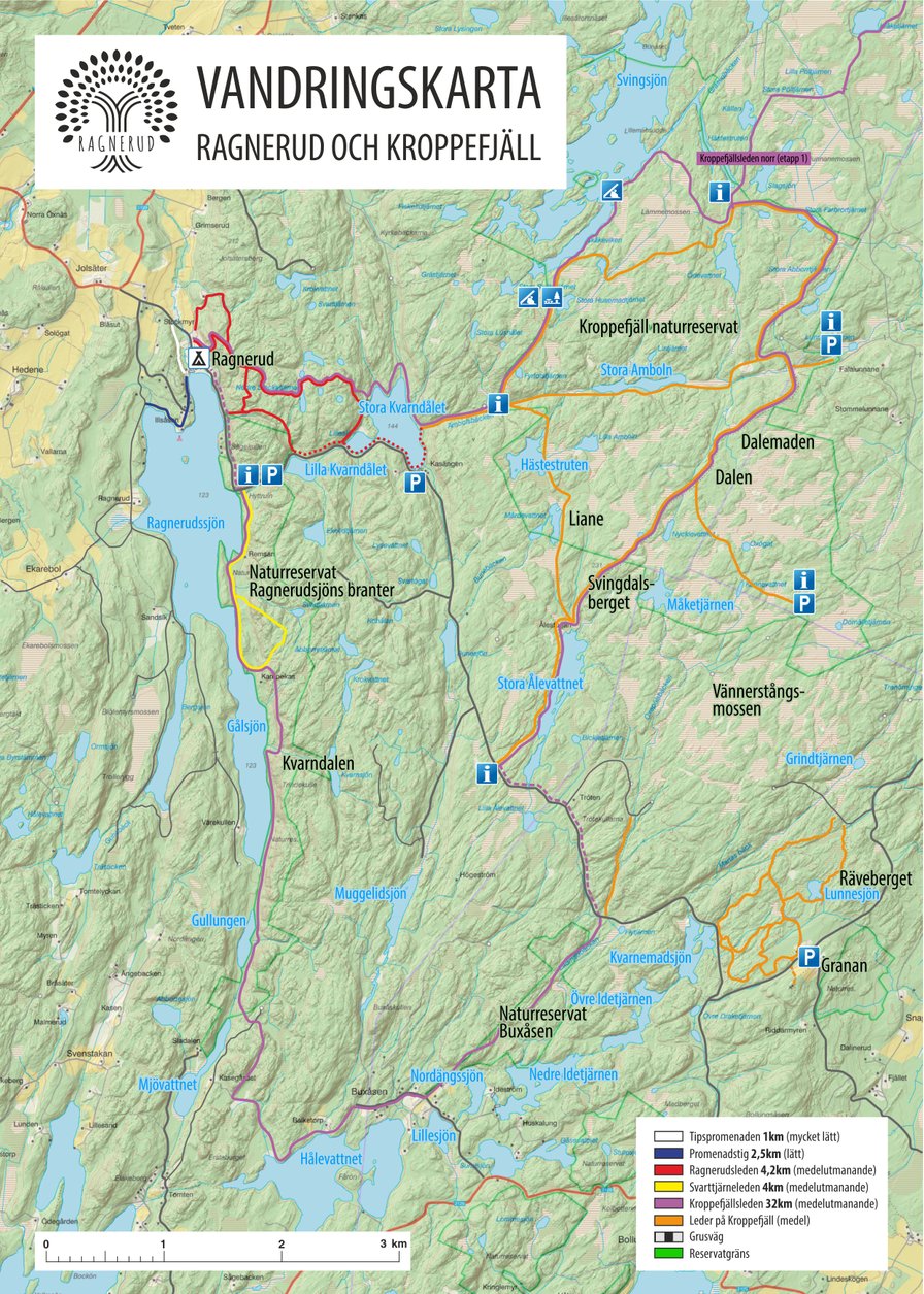 Hiking map Ragnerud Kroppefjäll in Dalsland West Sweden